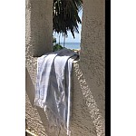 Prosop de plaja/hamam, NICOL DA RE , Relax Collection , model alb  cu dungi Baby Blue  si franjuri, 100cm * 180  cm, bumbac 100%