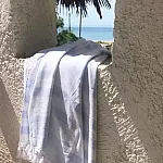 Prosop de plaja/hamam, NICOL DA RE , Relax Collection , model alb  cu dungi Baby Blue  si franjuri, 100cm * 180  cm, bumbac 100%