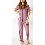 Pijama dama Nicol Da Re, Camille Berry, Bambus, pantaloni lungi, maneca dantela, M, Roz