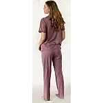 Pijama dama Nicol Da Re, Camille Berry, Bambus, pantaloni lungi, maneca dantela, M, Roz