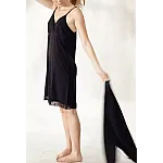 Pijama dama Nicol Da Re, Juliette, Bambus si dantela, camasa de noapte cu halat, XL, Negru